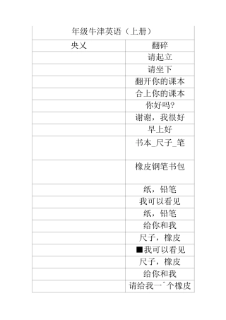 一年级牛津英语上册资料