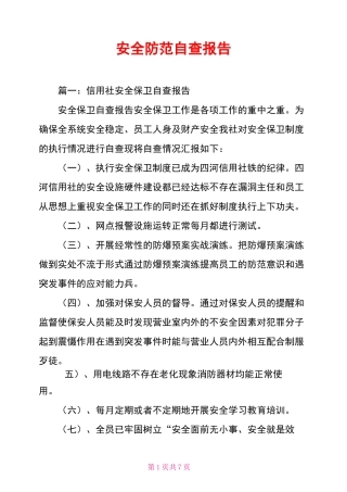 安全防范自查报告