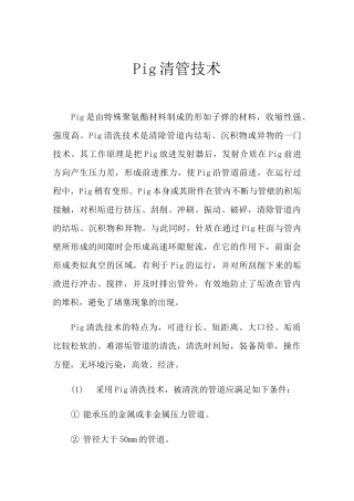 Pig清管技术