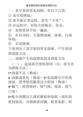 真空泵的常见故障及排除方法