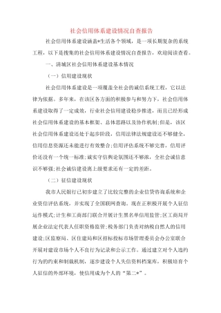 社会信用体系建设情况自查报告