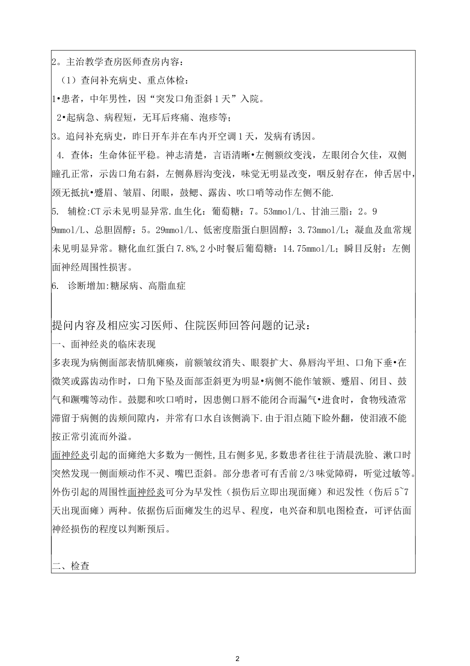 教学查房(面神经炎)【范本模板】_第2页