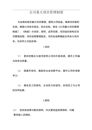 重大项目管理制度