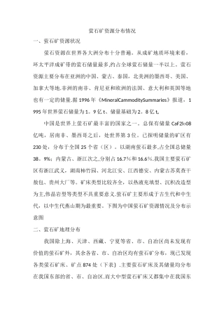 萤石矿资源分布情况