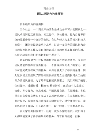 团队凝聚力的重要性