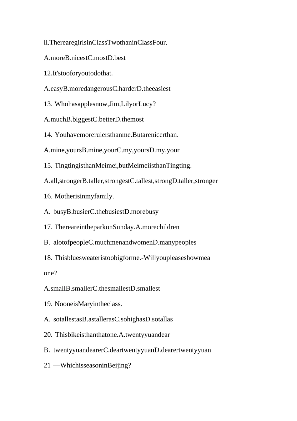 (完整版)形容词、副词原级、比较级、最高级习题_第2页