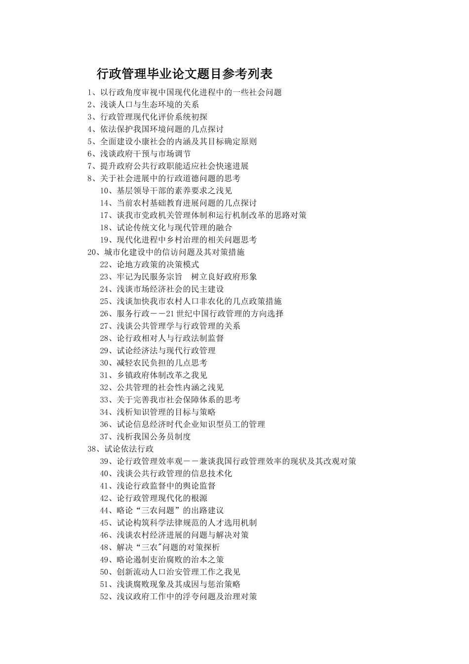行政管理毕业论文题目参考列表_第1页