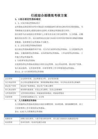 行政综合部绩效考核方案