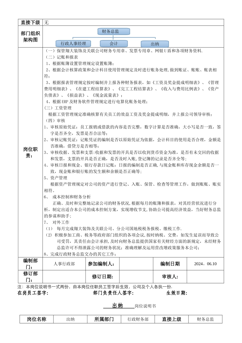 行政财务部岗位职责说明书_第2页