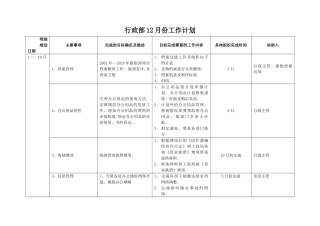 行政部12月计划