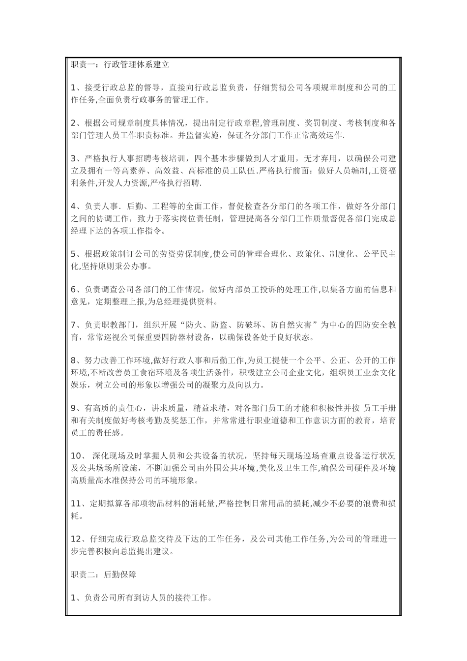 行政部分支各岗位说明书_第3页