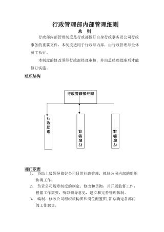 行政部内部管理制度仅供参考