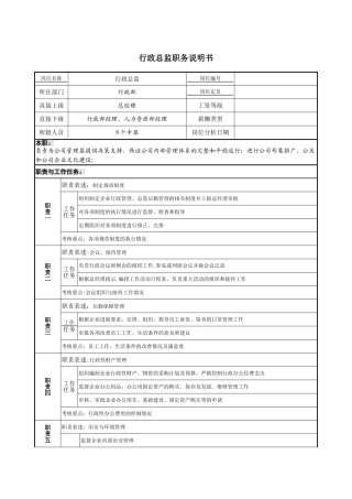 行政部岗位职责说明书-