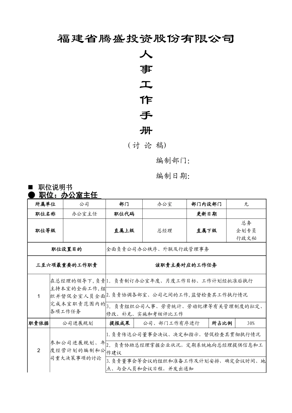 行政部岗位设置及岗位说明书4_第1页