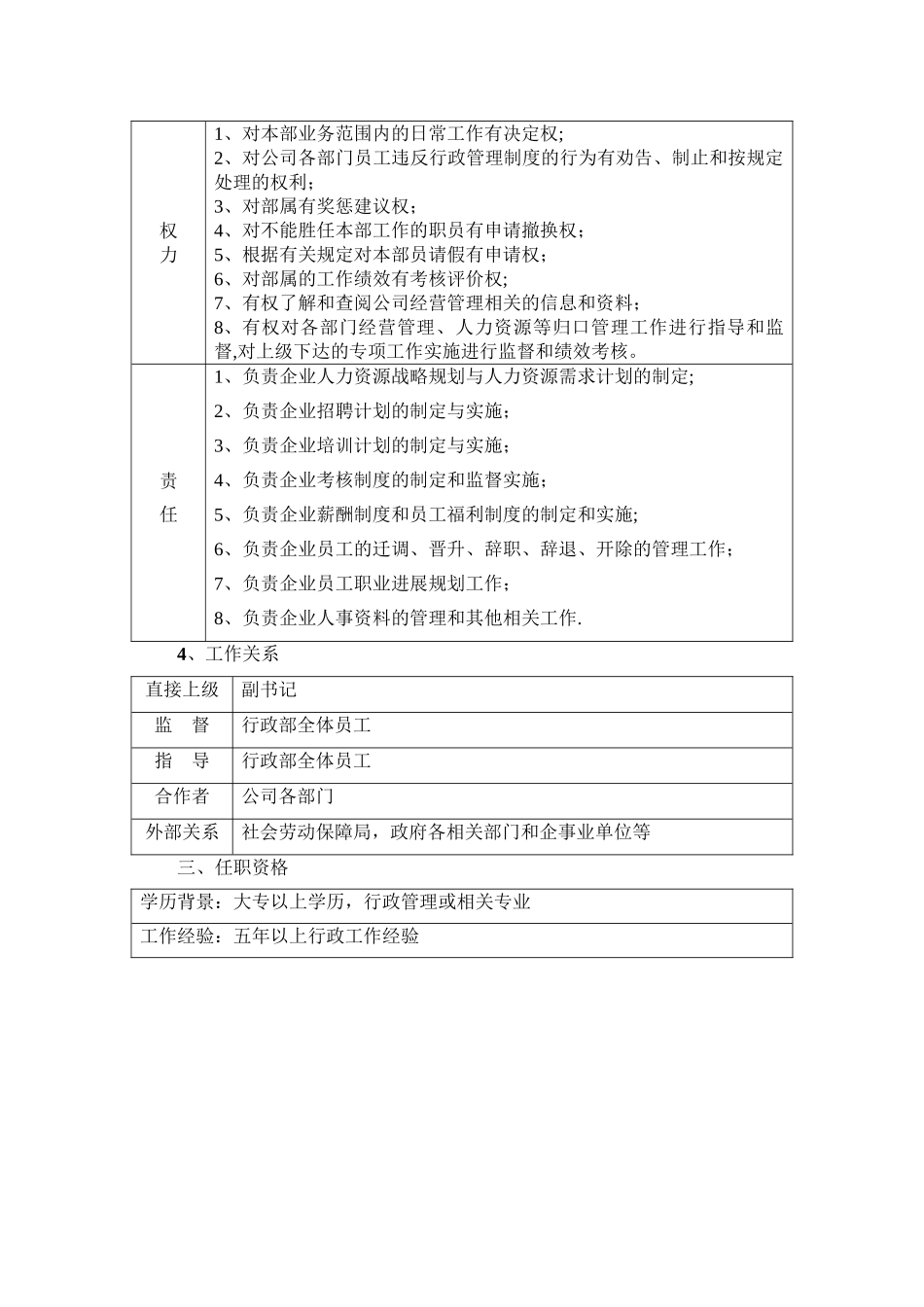 行政部部长岗位职责说明书-_第2页