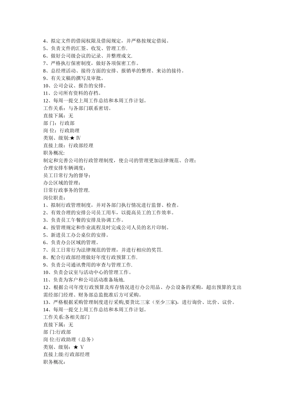 行政部门的岗位说明书_第2页