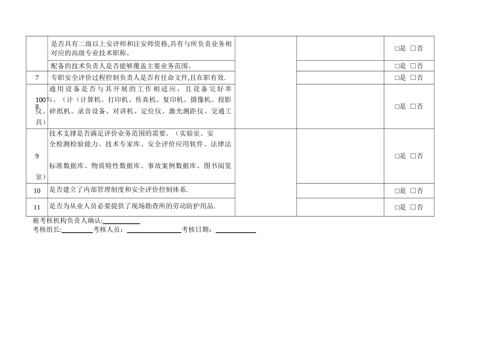 表1安全评价机构资质基本条件保持情况考核表_第2页