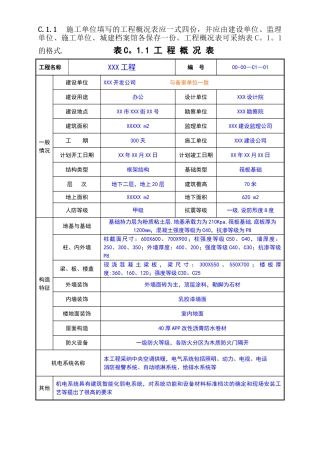 表C.1.1-工程概况表