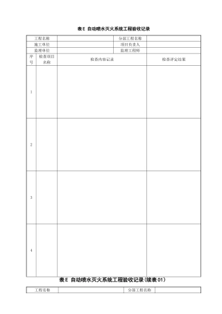 表E-自动喷水灭火系统工程验收记录