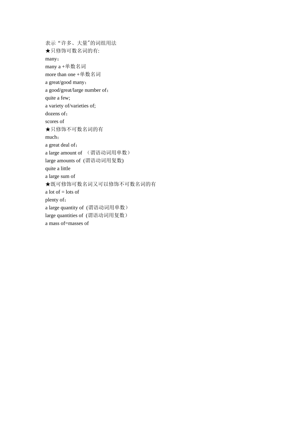 表示“许多、大量”的词组用法_第1页
