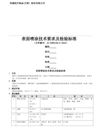 表面喷涂要求和检验标准