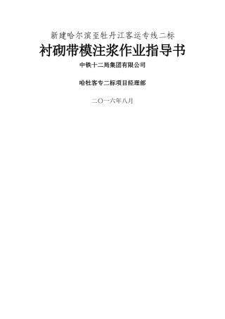 衬砌带模注浆作业指导书