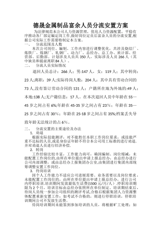 裁员后人员安置方案