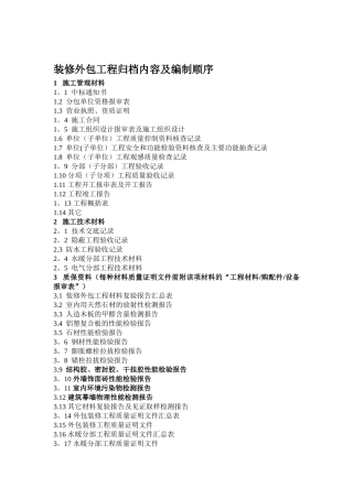 装修外包工程归档内容及编制顺序