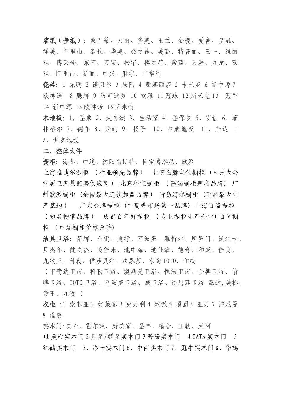 装修常用材料品牌一览表_第2页