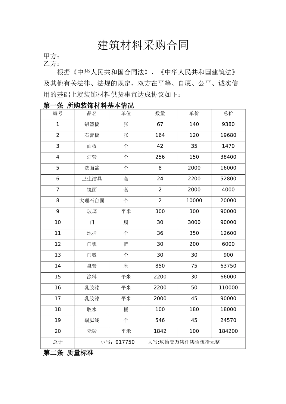 装修材料采购合同(1)_第1页