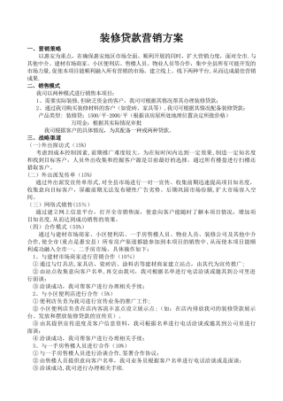 装修贷款营销方案