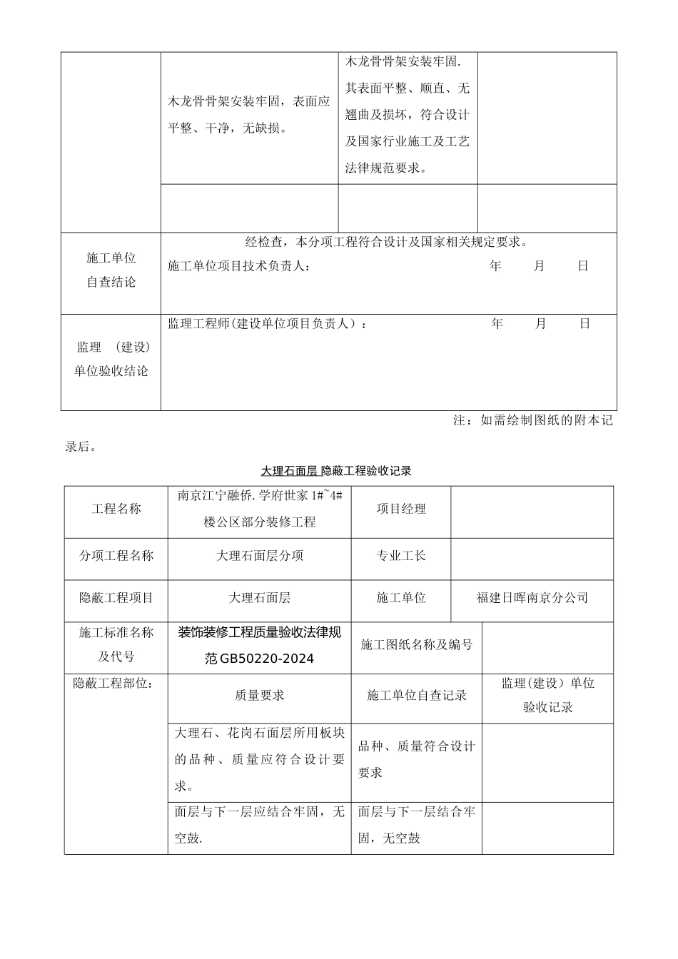 装修隐蔽工程验收记录表_第3页