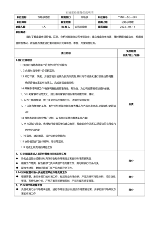 装饰公司市场部部门经理岗位职责--供参考