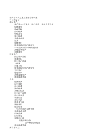 装饰公司标准会计科目