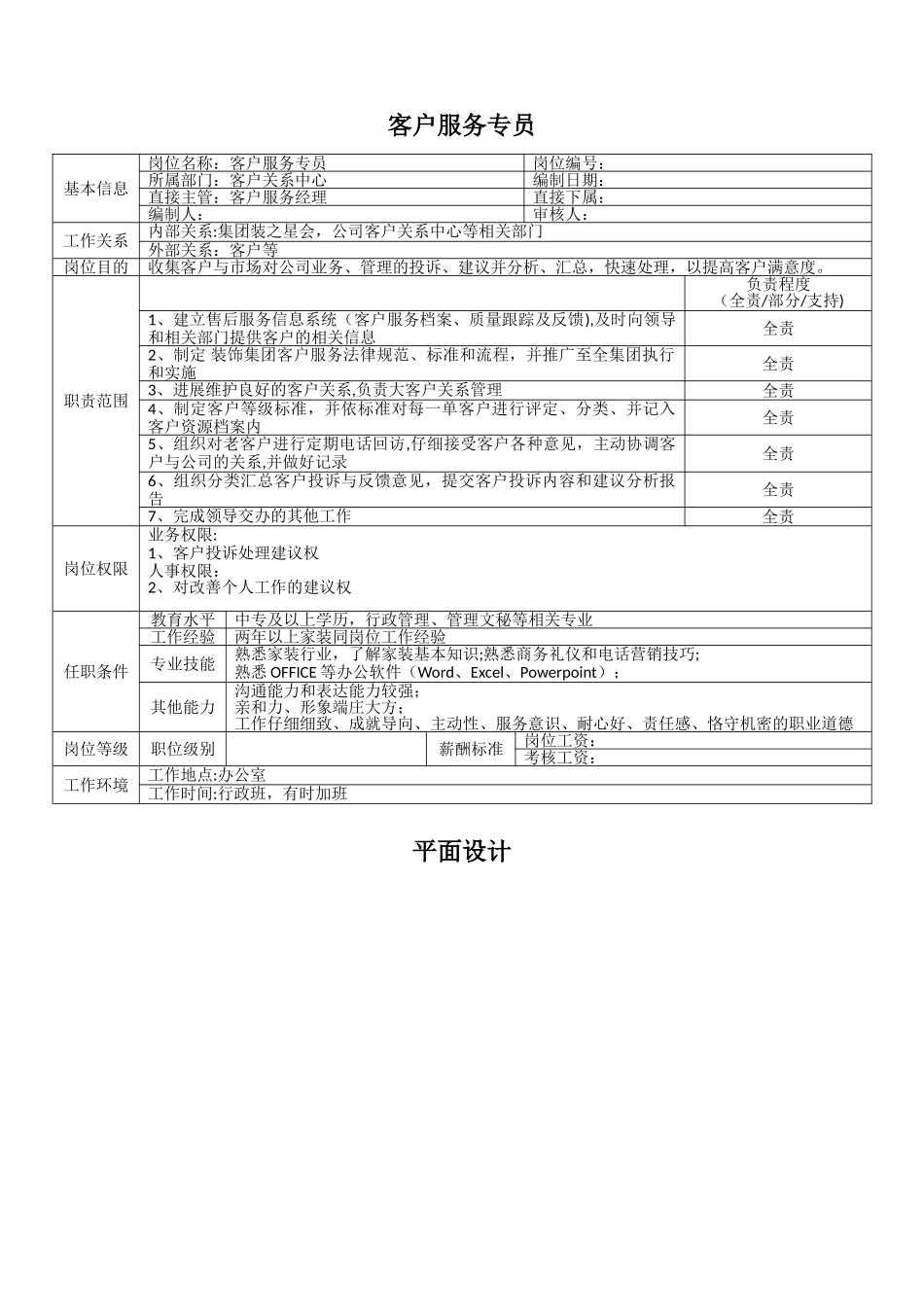 装饰公司职位说明书_第1页