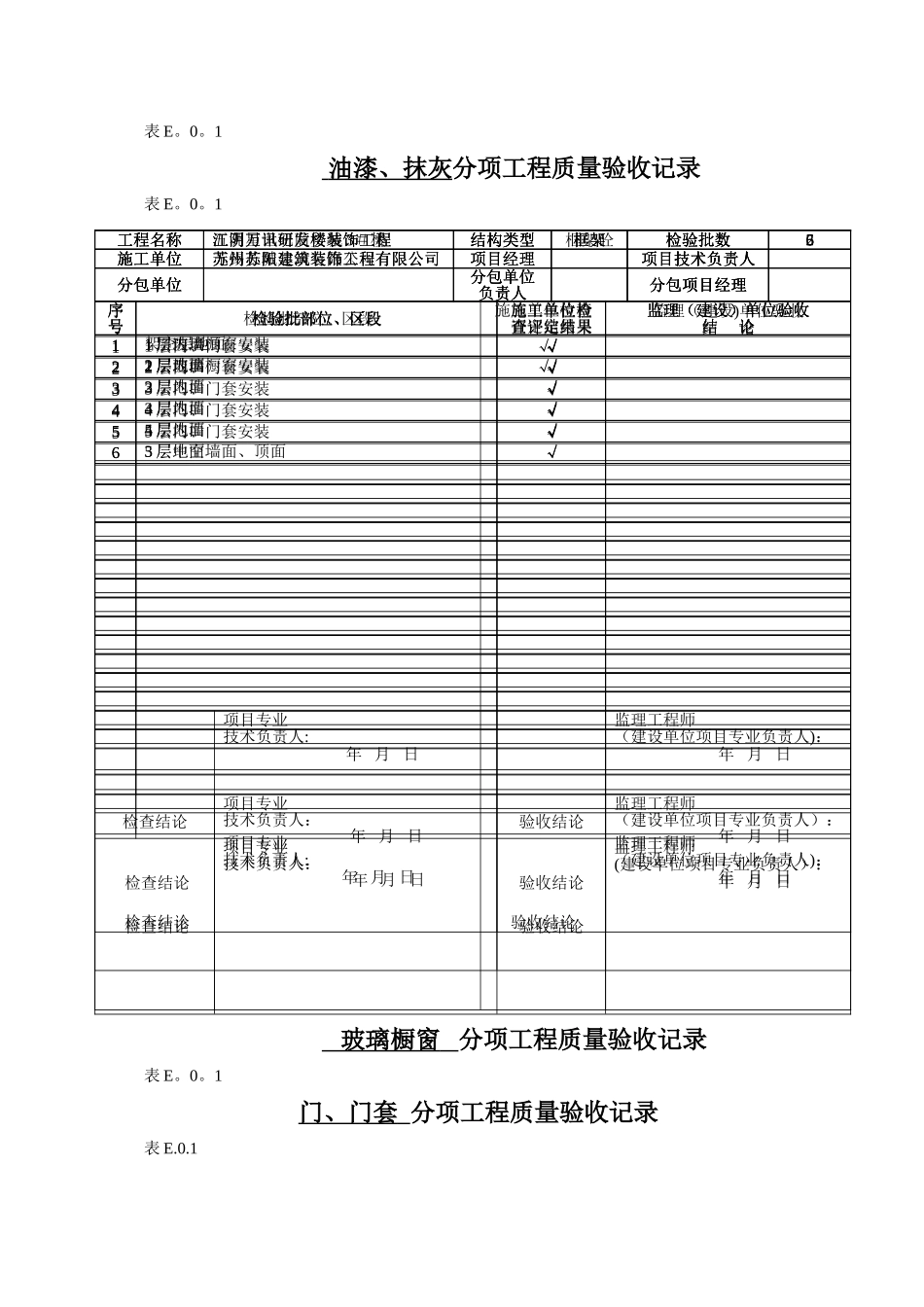 装饰工程分部分项检验批质量验收记录表_第2页