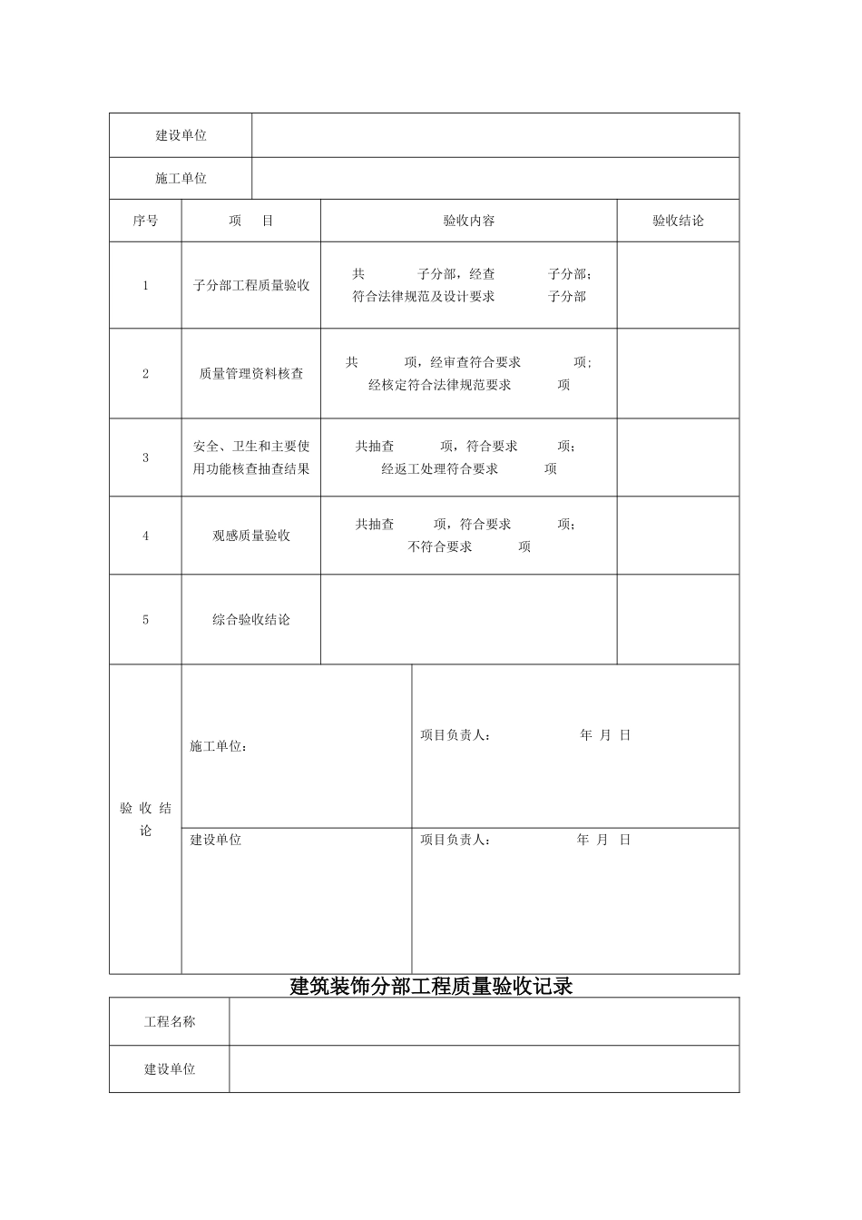 装饰工程竣工验收表格_第2页