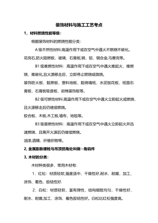 装饰材料与施工工艺考点
