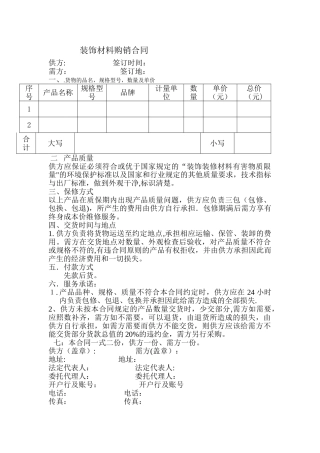装饰材料购销合同模板