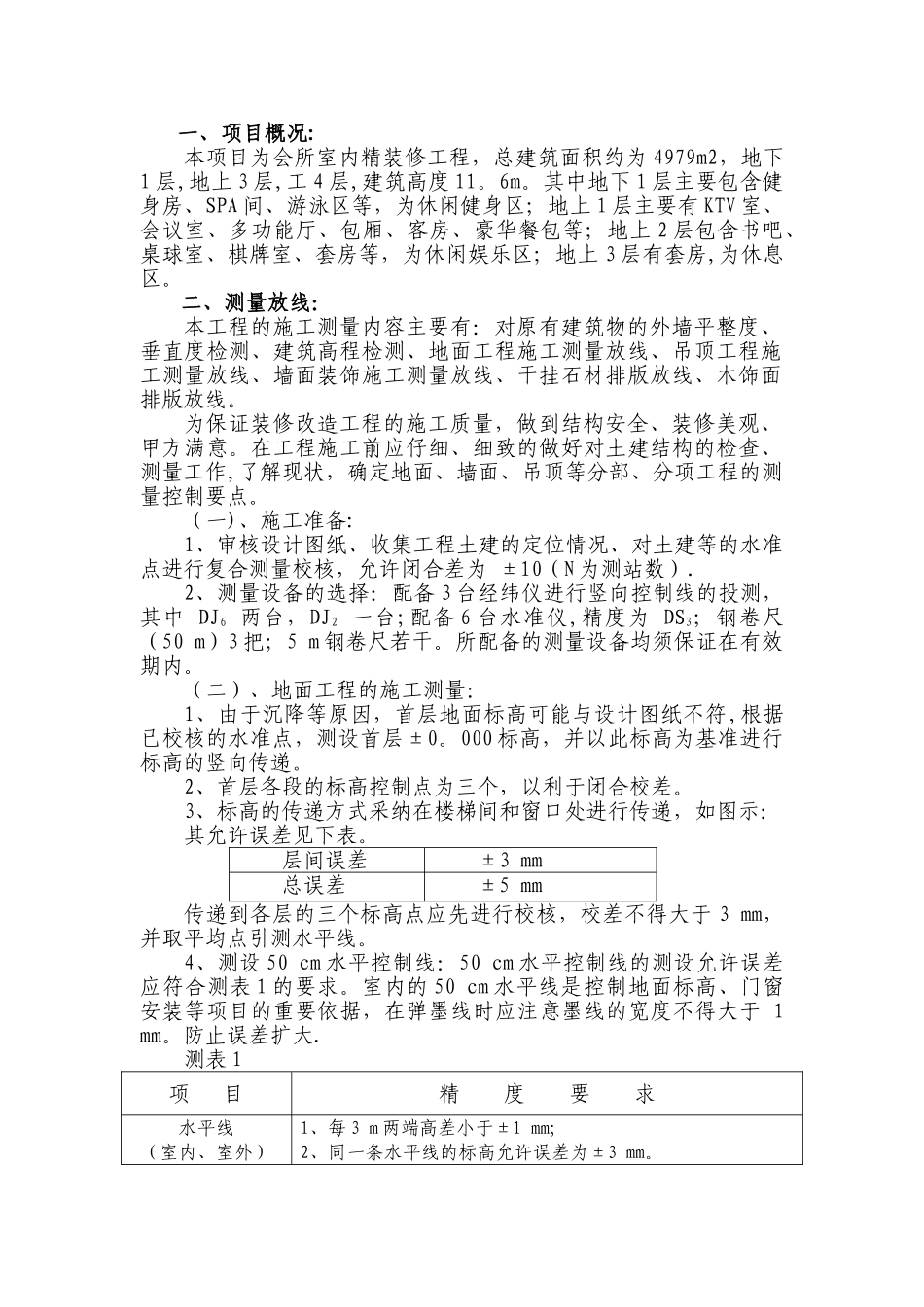 装饰测量放线施工方案_第1页