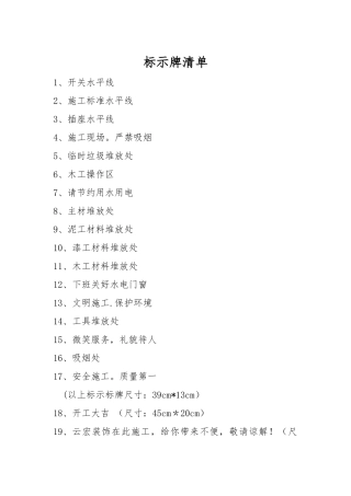 装饰装修公司工地标示标牌