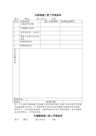 装饰装修工序报验单