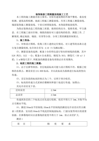 装饰装修工程测量放线施工工艺