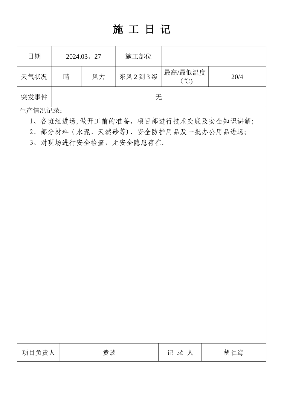装饰装修施工日记样本_第1页