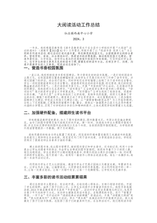 西南中心小学大阅读活动总结