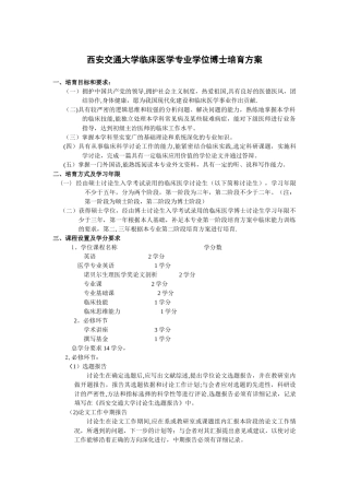 西安交通大学临床医学专业学位博士培养方案讲解