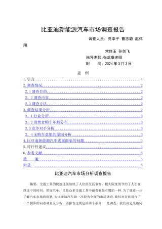 西安比亚迪新能源汽车市场调查报告
