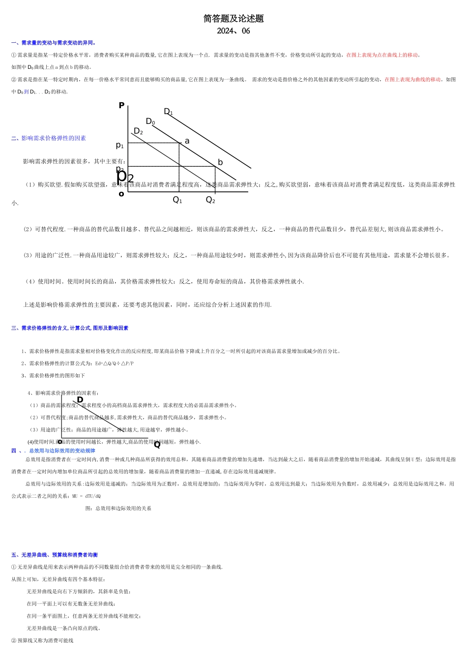 西方经济学简答题以及论述题_第1页