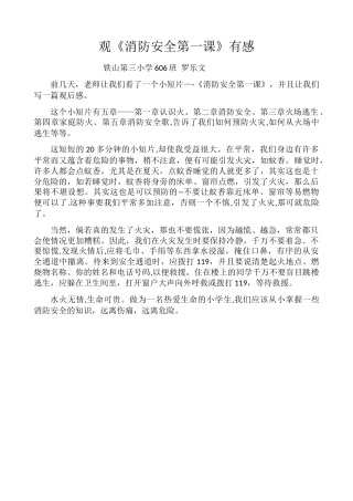 观《消防安全第一课》有感