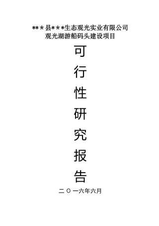 观光湖游船码头建设项目可行性研究报告